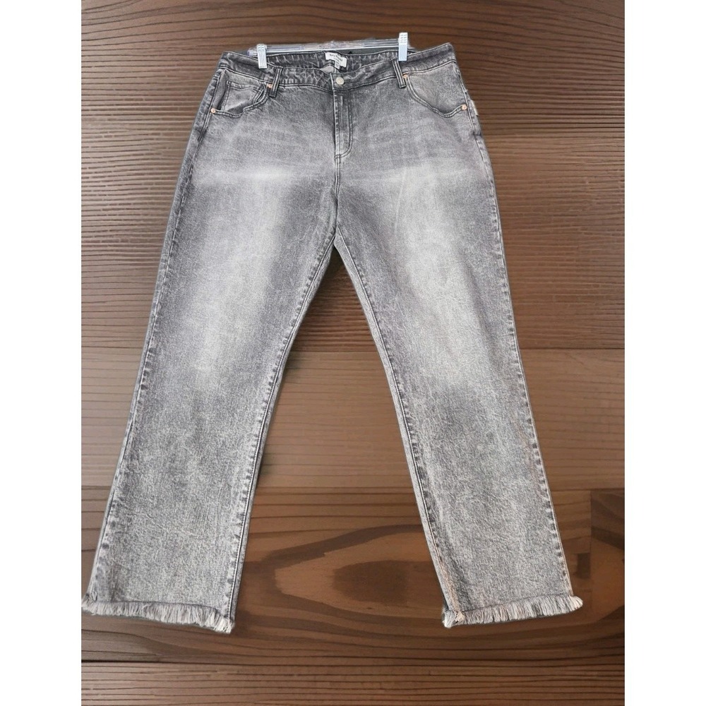 NWT Juicy Couture Venice Straight Leg Jeans Grey Marble Women's Sz 20W Raw Hem - Picture 1 of 12